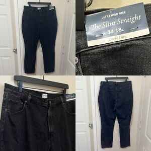 •ABERCROMBIE & FITCH• Ultra High Rise Slim Straight Curve Love Black Wash